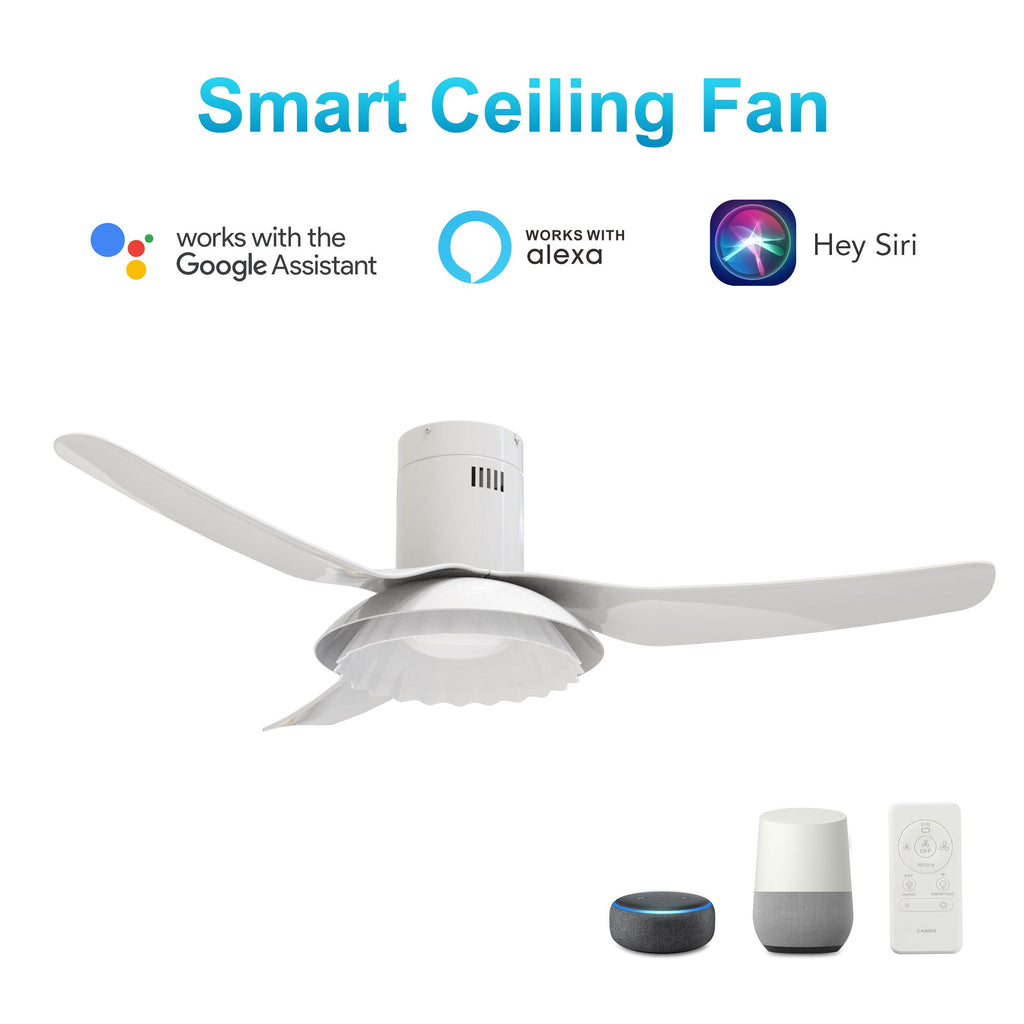 DAFFODIL 52 inch 3-Blade Flush Mount Smart Ceiling Fan with LED Light and Remote