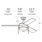 EVERETT 52 Inch 3-Blade Ceiling Fan with LED Light & Pull Chain