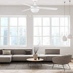 EVERETT 52 Inch 3-Blade Ceiling Fan with LED Light & Pull Chain
