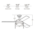 EVERETT 52 Inch 3-Blade Ceiling Fan with LED Light & Pull Chain