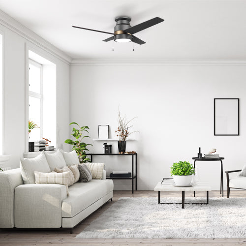 LAMONT 52 inch 4-Blade Flush Mount Ceiling Fan with LED Light & Pull Chain