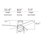 LAMONT 52 inch 4-Blade Flush Mount Ceiling Fan with LED Light & Pull Chain
