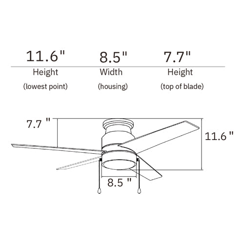 LAMONT 52 inch 4-Blade Flush Mount Ceiling Fan with LED Light & Pull Chain