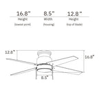 LAMONT 52 inch 4-Blade Flush Mount Ceiling Fan with LED Light & Pull Chain