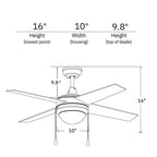 EVERETT 52 inch 4-Blade Ceiling Fan with LED Light & Pull Chain