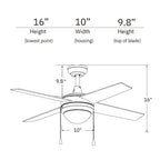 EVERETT 52 inch 4-Blade Ceiling Fan with LED Light & Pull Chain