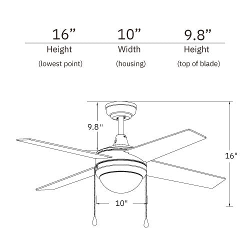 EVERETT 52 inch 4-Blade Ceiling Fan with LED Light & Pull Chain