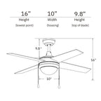 EVERETT 52 inch 4-Blade Ceiling Fan with LED Light & Pull Chain