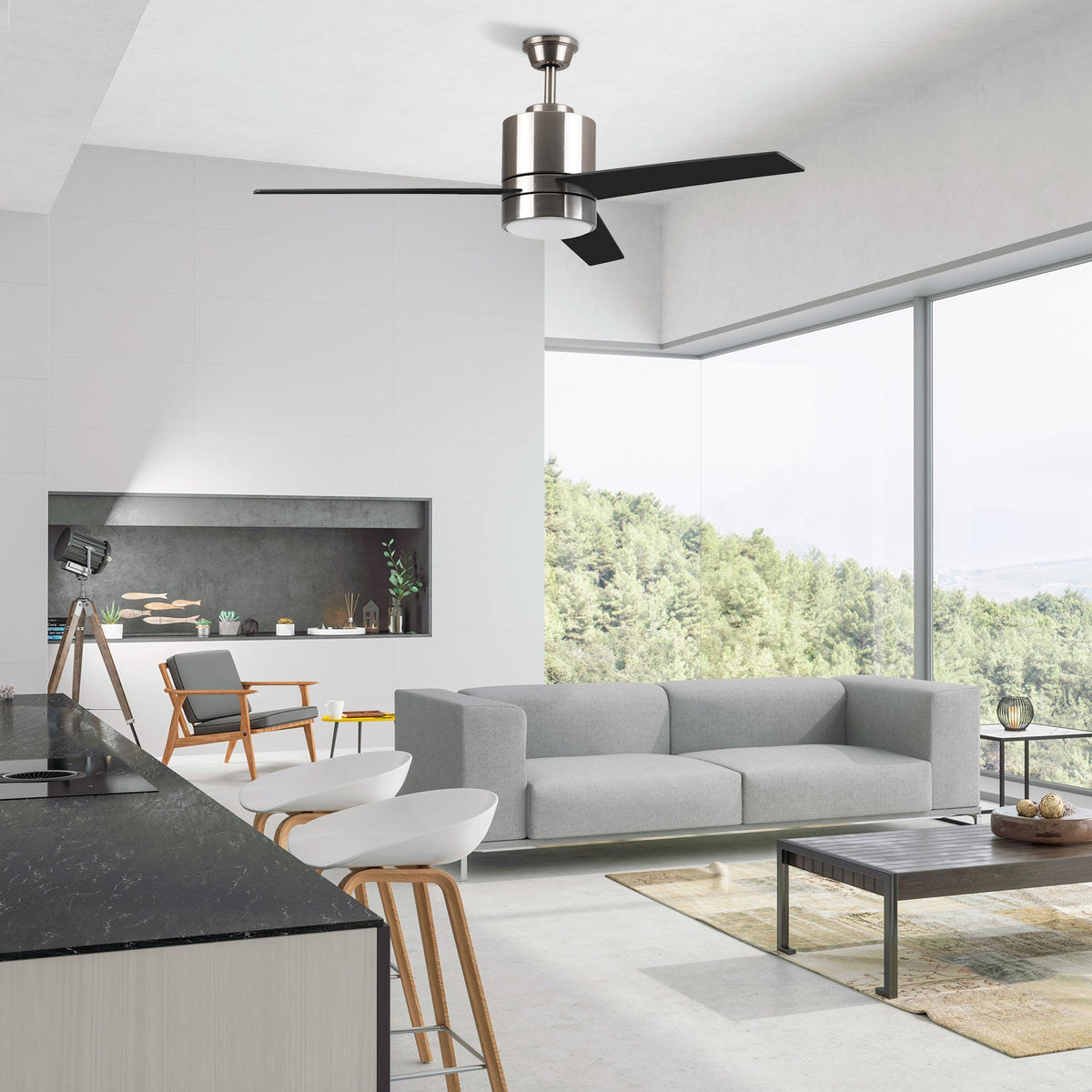 RAIDEN 52 inch 3-Blade Smart Ceiling Fan with LED Light Kit & Smart Wall Switch