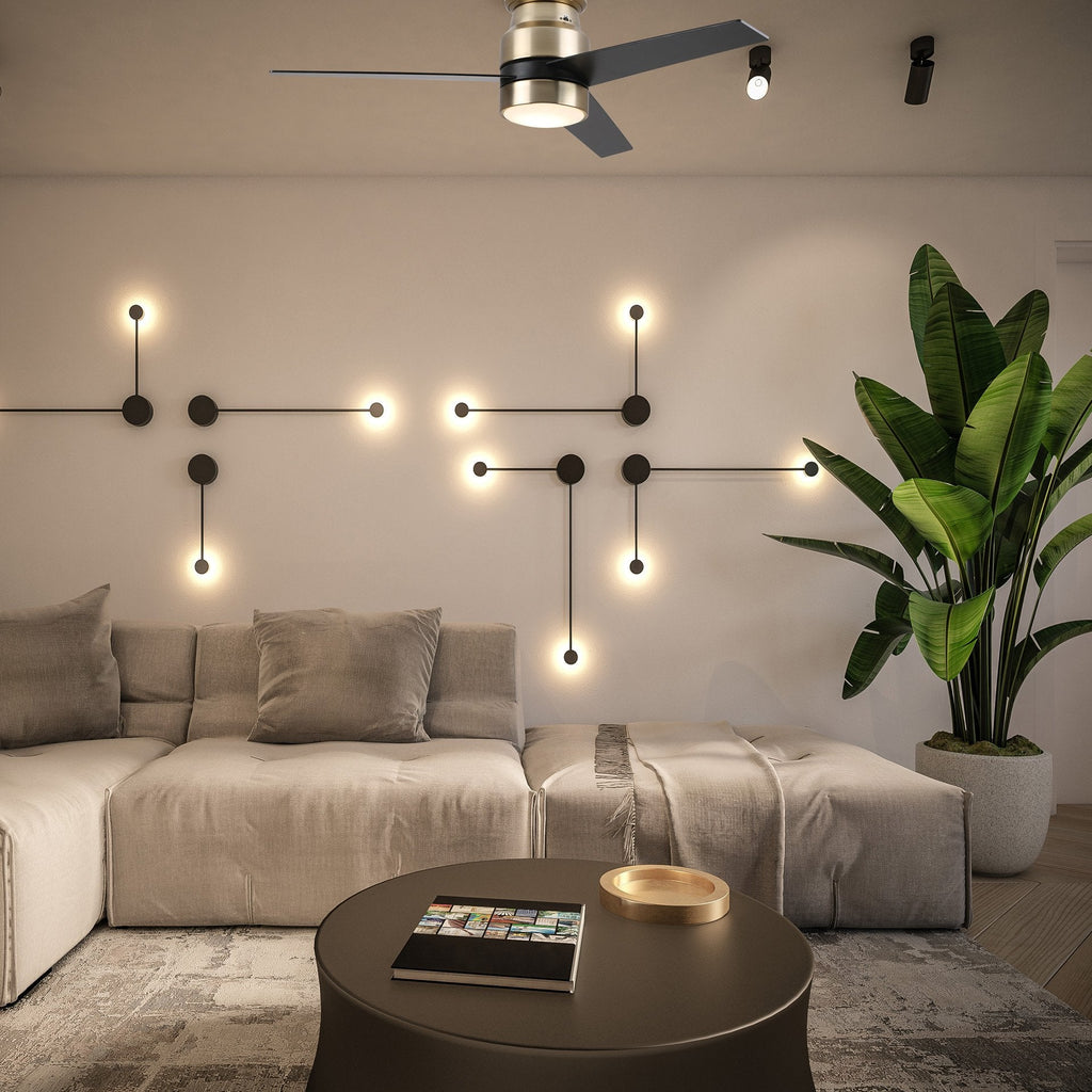 RAIDEN 52 inch 3-Blade Flush Mount Smart Ceiling Fan with LED Light & Smart Wall Switch