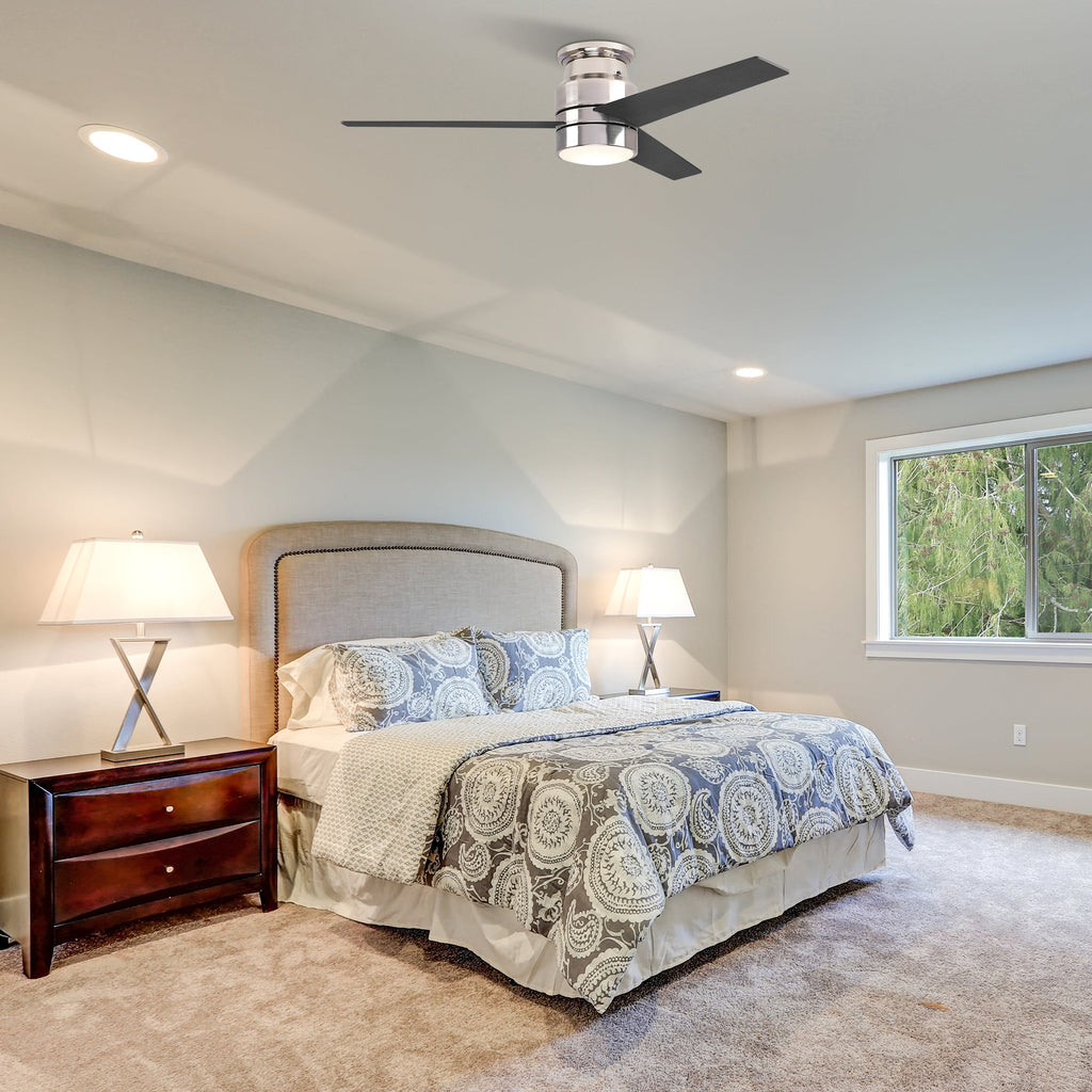 RAIDEN 52 inch 3-Blade Flush Mount Smart Ceiling Fan with LED Light & Smart Wall Switch