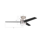 RAIDEN 52 inch 3-Blade Flush Mount Smart Ceiling Fan with LED Light & Smart Wall Switch