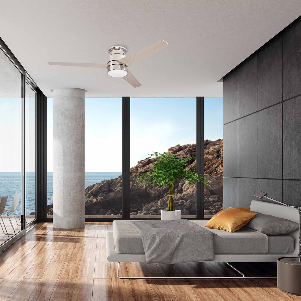RAIDEN 52 inch 3-Blade Flush Mount Smart Ceiling Fan with LED Light & Smart Wall Switch