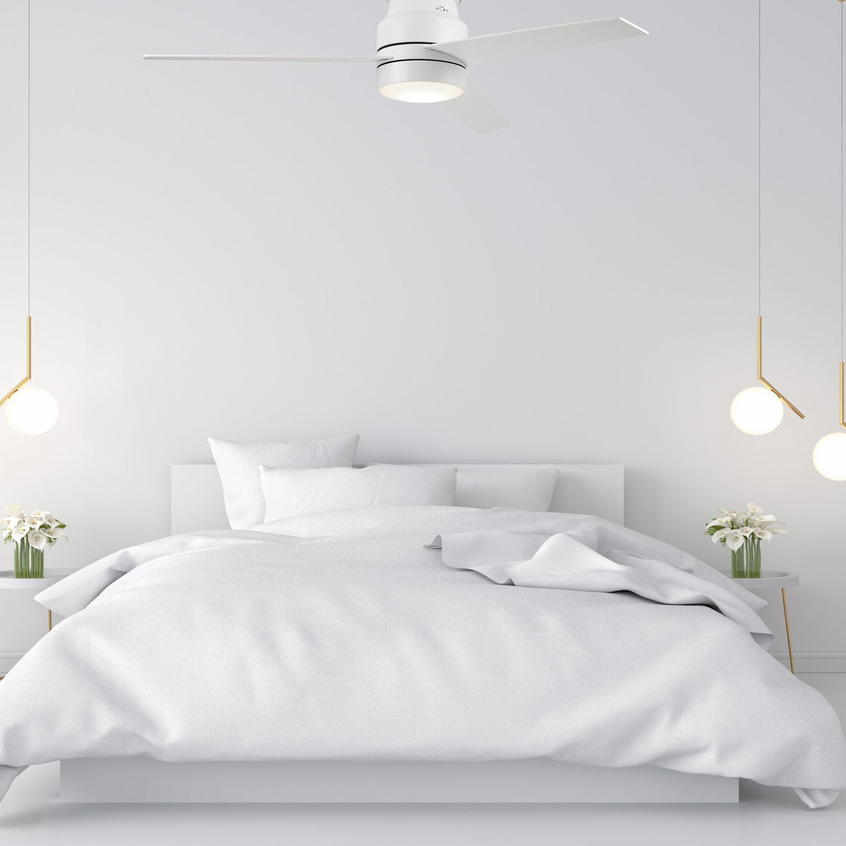 RAIDEN 52 inch 3-Blade Flush Mount Smart Ceiling Fan with LED Light & Smart Wall Switch