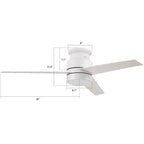 RAIDEN 52 inch 3-Blade Flush Mount Smart Ceiling Fan with LED Light & Smart Wall Switch