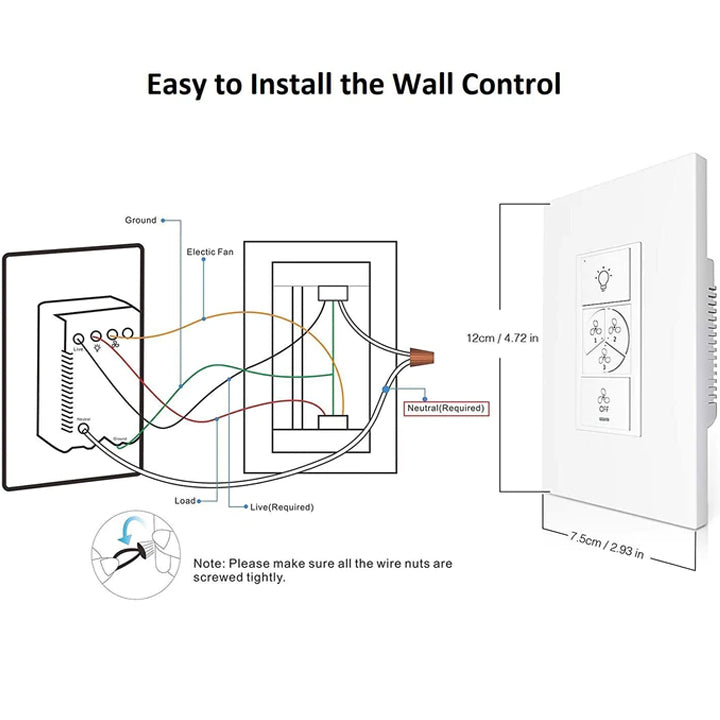 RAIDEN 52 inch 3-Blade Flush Mount Smart Ceiling Fan with LED Light & Smart Wall Switch