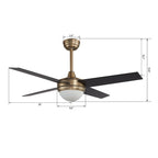 NEVA 52 inch 4-Blade Smart Ceiling Fan with LED Light & Smart Wall Switch