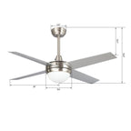 NEVA 52 inch 4-Blade Smart Ceiling Fan with LED Light & Smart Wall Switch