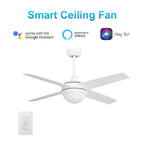 NEVA 52 inch 4-Blade Smart Ceiling Fan with LED Light & Smart Wall Switch