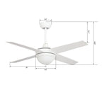 NEVA 52 inch 4-Blade Smart Ceiling Fan with LED Light & Smart Wall Switch