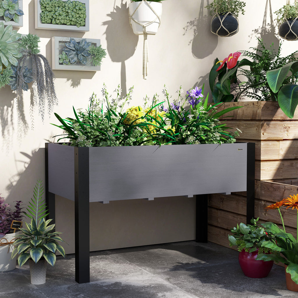 47" x 24" x 29" Raised Garden Bed with Metal Frame & Wooden Planter, Grey