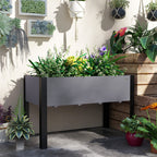 47" x 24" x 29" Raised Garden Bed with Metal Frame & Wooden Planter, Grey