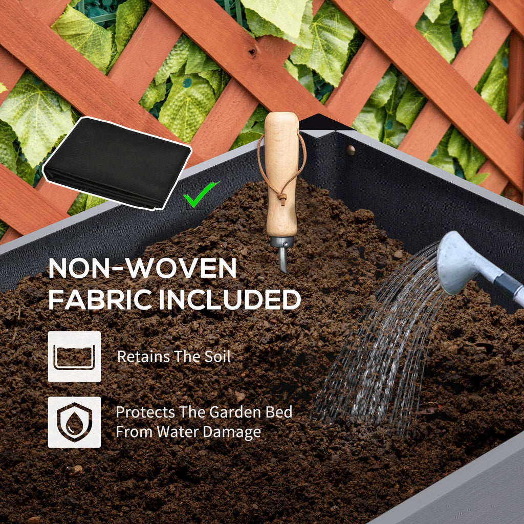 47" x 24" x 29" Raised Garden Bed with Metal Frame & Wooden Planter, Grey