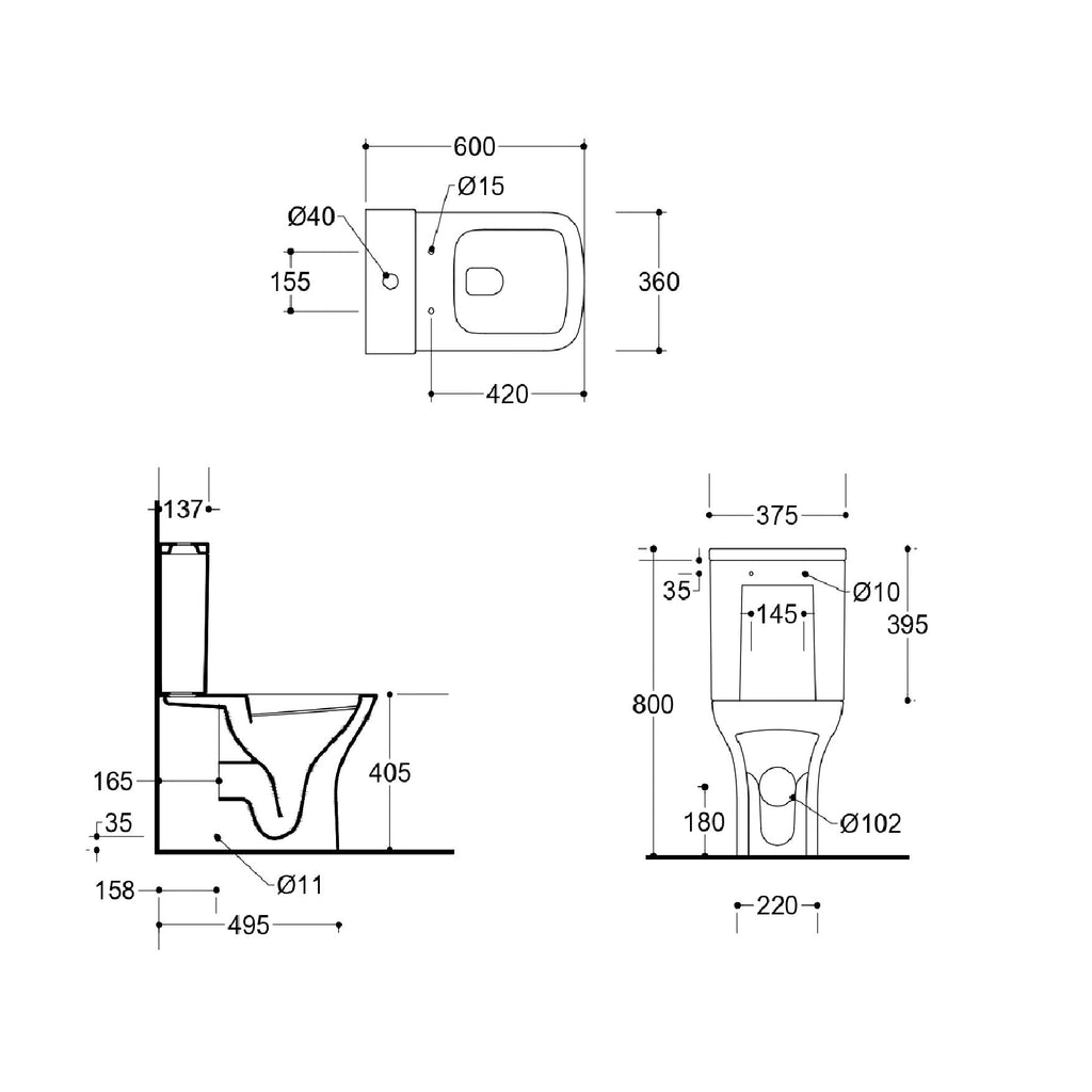 Venice Fully Shrouded Close Coupled Toilet with Cistern & Soft Close Seat - White