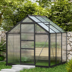 BloomGreen 6' x 6' x 6.6' Polycarbonate Greenhouse with Aluminum Frame, Grey