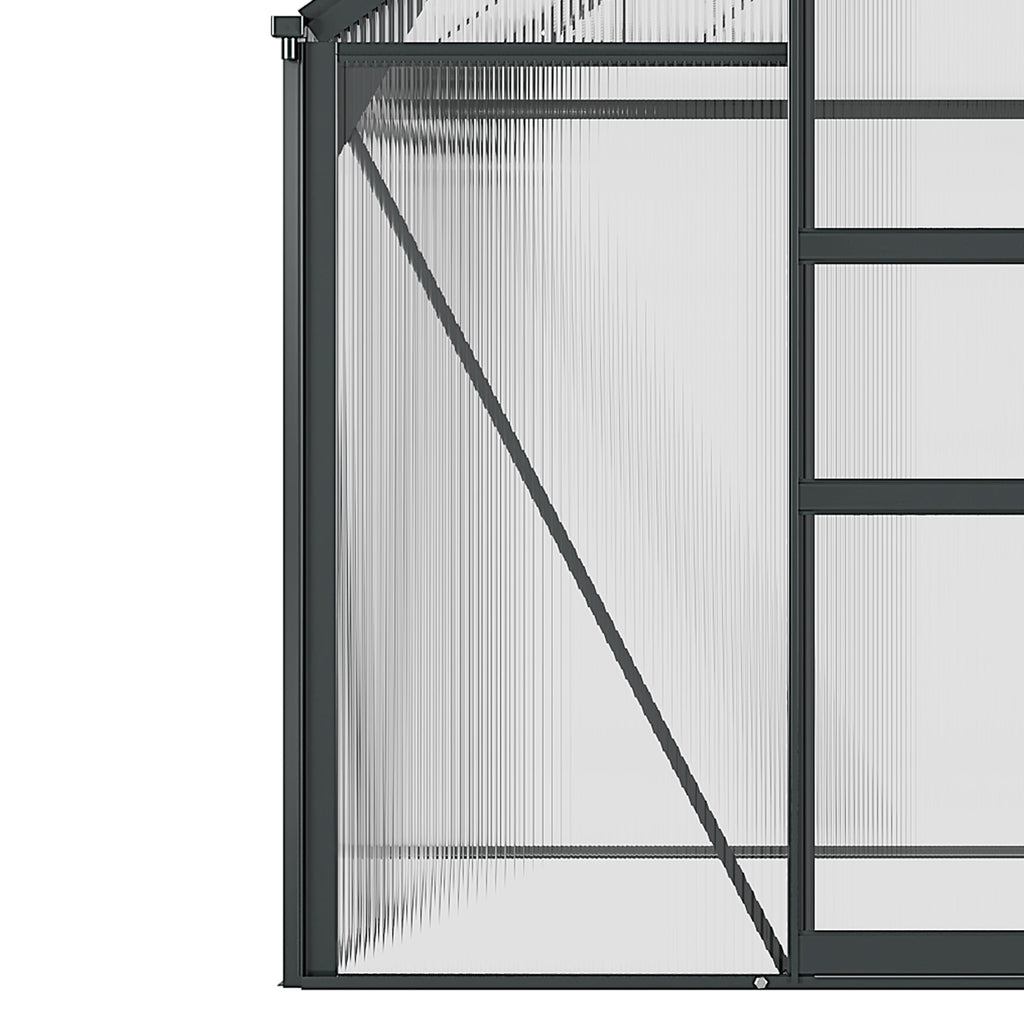 BloomGreen 6' x 6' x 6.6' Polycarbonate Greenhouse with Aluminum Frame, Grey