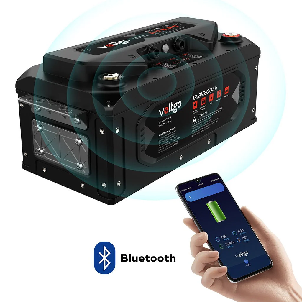 VoltGo 12.8V 200Ah IP65 LiFePO4 Battery with Bluetooth IP65