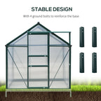 BloomGreen 6' x 8' x 6.6' Polycarbonate Greenhouse with Aluminum Frame, Green