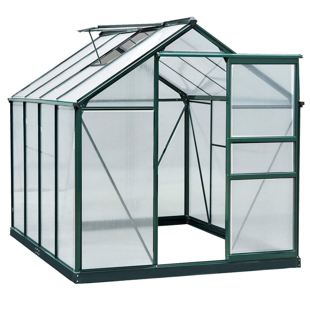 BloomGreen 6' x 8' x 6.6' Polycarbonate Greenhouse with Aluminum Frame, Green
