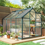 BloomGreen 6' x 8' x 6.6' Polycarbonate Greenhouse with Aluminum Frame, Green