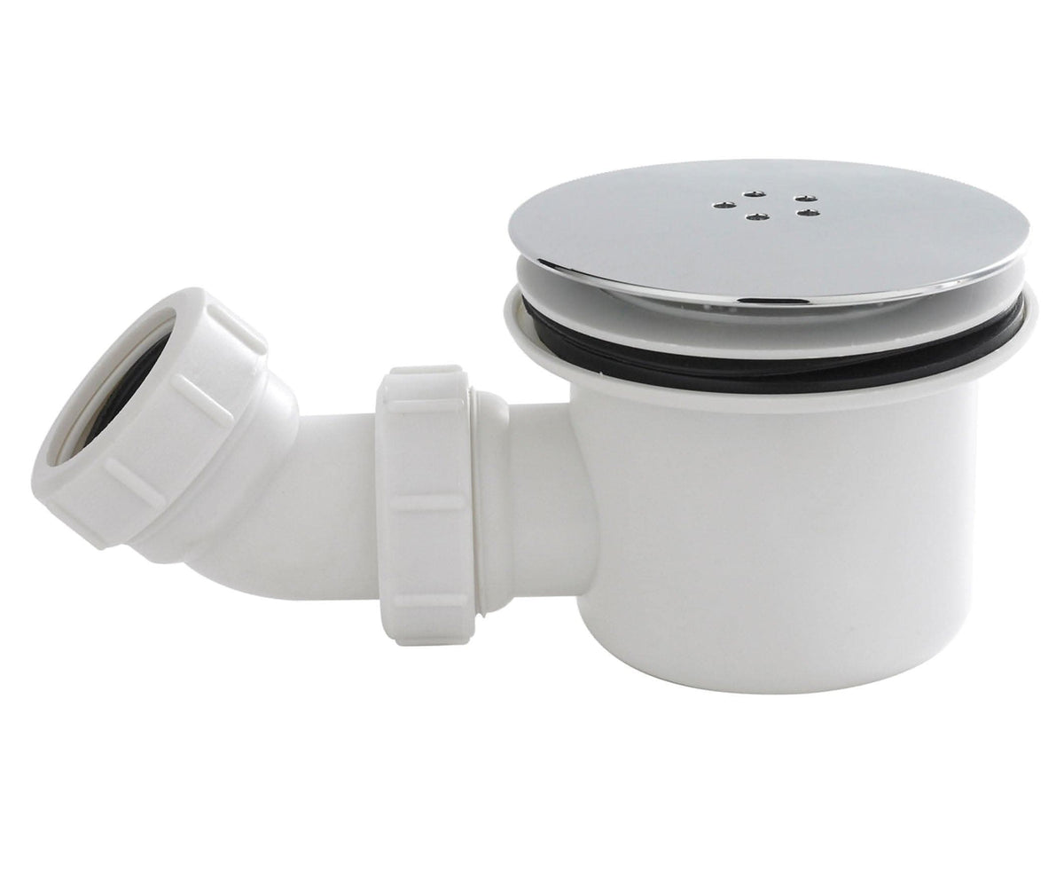 Shower Tray Waste Trap 90mm, Fast Flow Easy Clean Chrome, Bathroom4Less UK. Ideal for shower enclosures, efficient drainage solution.