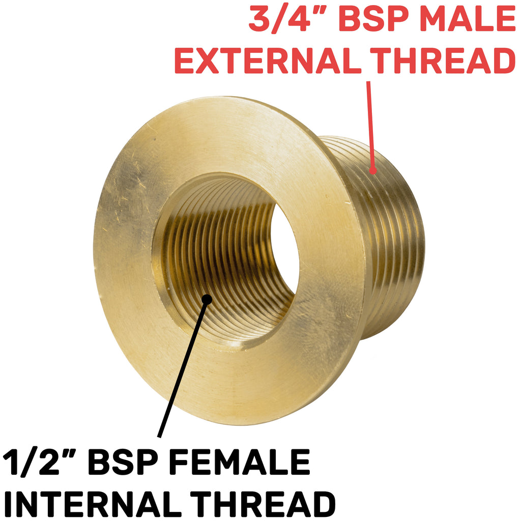 Water Butt Brass 3/4" BSP Male - 1/2" BSP Female