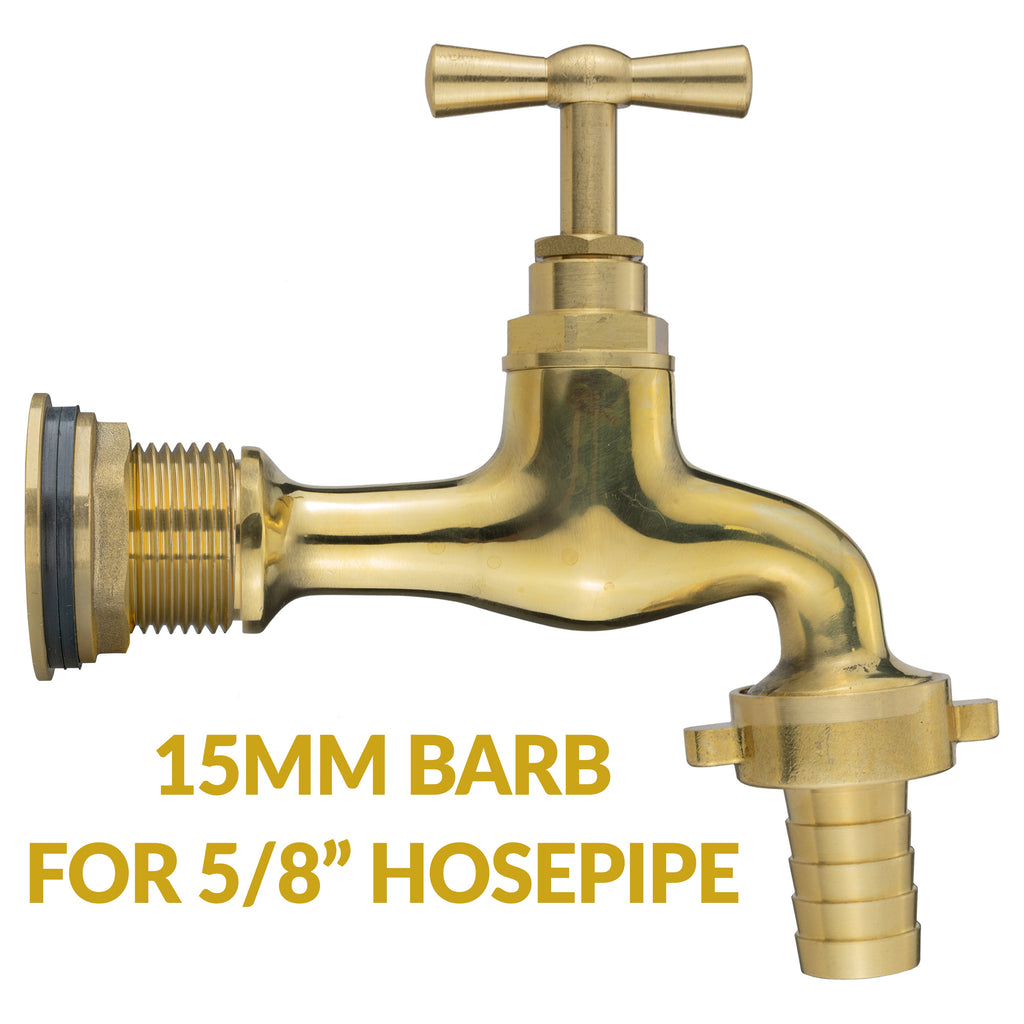 Water Butt Brass Kit 3/4" with 15mm Barbed Polished Brass Tap and Drill Bit