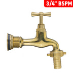 Water Butt Brass Kit 3/4" with 15mm Barbed Polished Brass Tap and Drill Bit