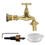 Water Butt Brass Kit 3/4" with 13mm Barbed Polished Brass Tap and Drill Bit