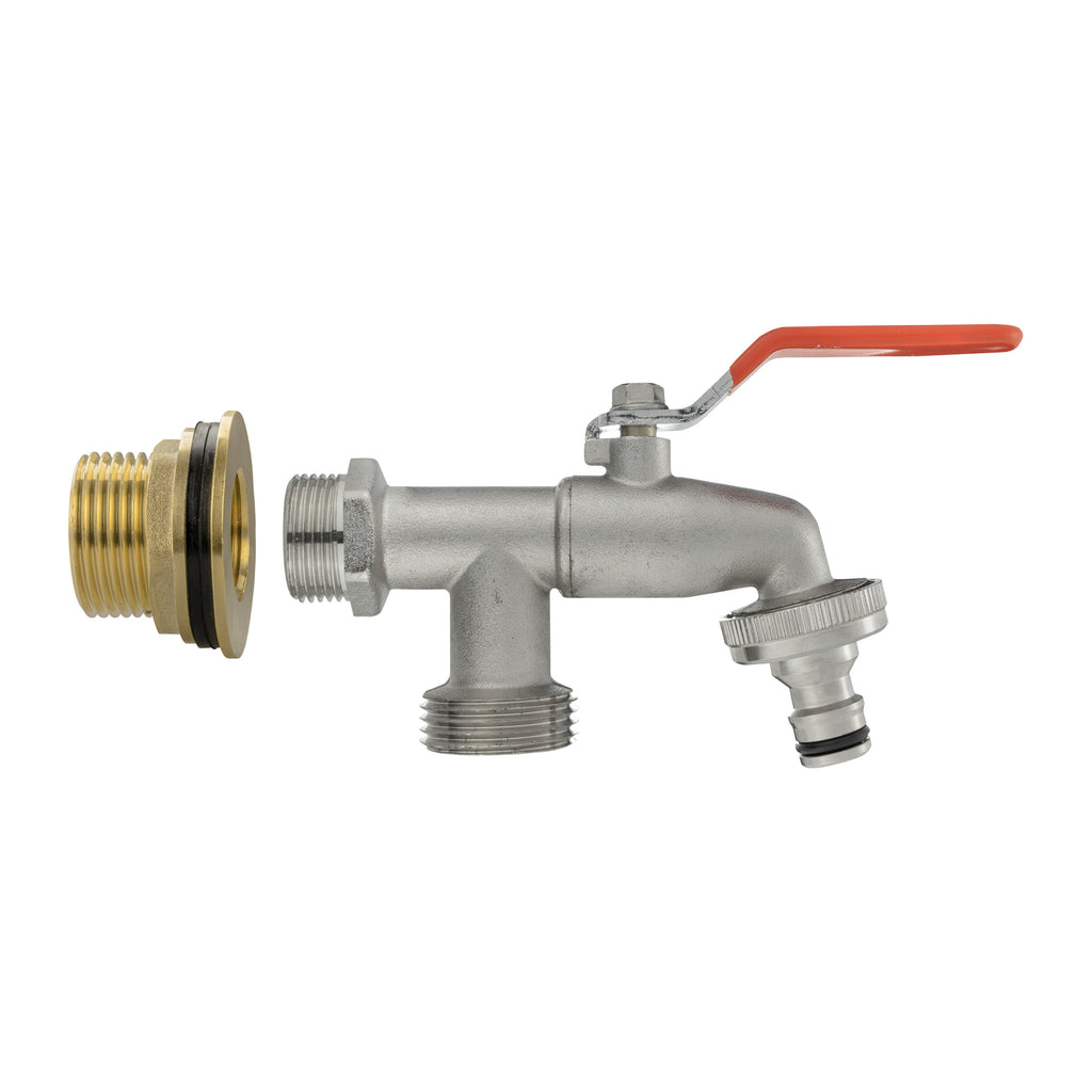 Water Butt Brass Kit 1" with Double Tap