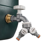 Water Butt Brass Kit 1" with Grey Dial Tap + Two-Way Splitter