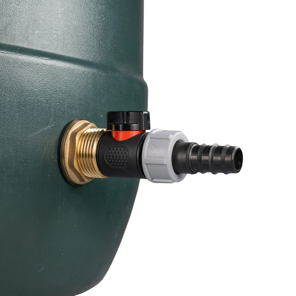 Water Butt Brass Kit 1" with In-Line Valve + 20mm Barb