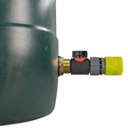 Water Butt Brass Kit 1" with In-Line Valve + Female Quick Connector Lime