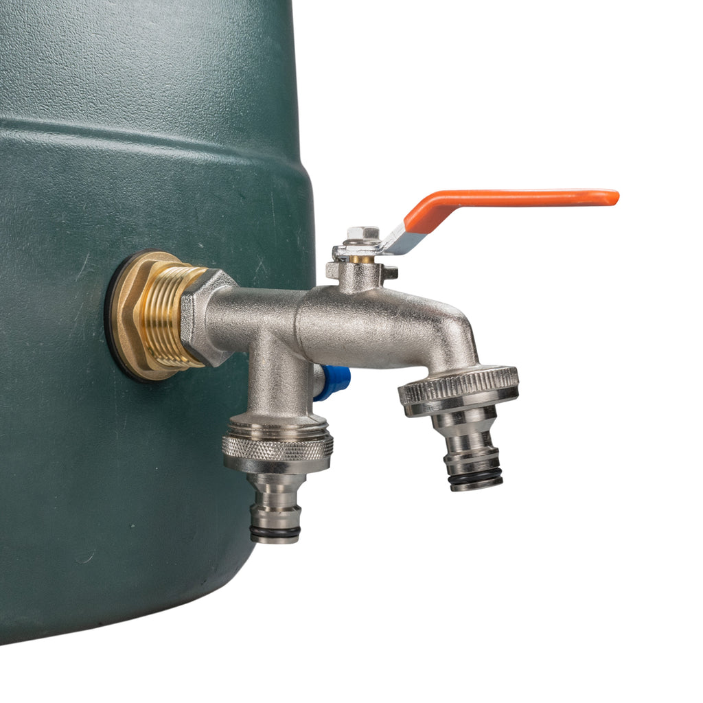 Water Butt Brass Kit 1" with Double Quick Connect Tap
