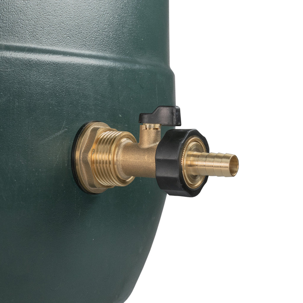 Water Butt Brass Kit 1" with Brass Valve + 13mm Barb