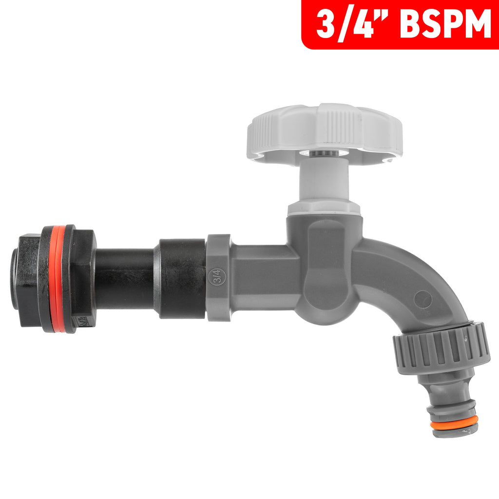 Water Butt Extension Kit 3/4" with Grey Dial Tap and Drill Bit