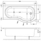 Home4Less P Shaped Shower Bath - White