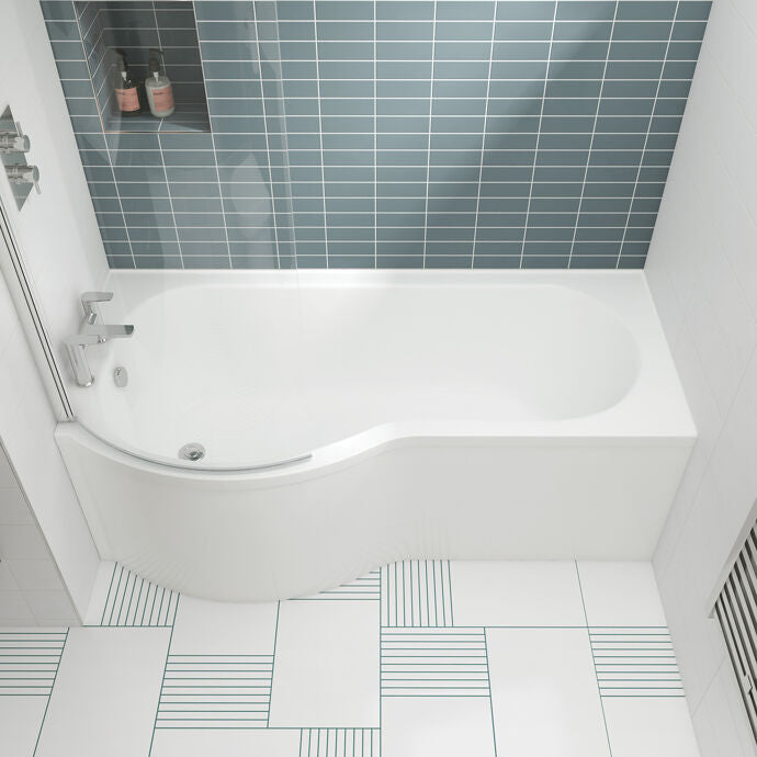 Home4Less P Shaped Shower Bath - White