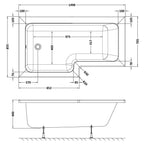 Home4Less L Shaped Shower Bath