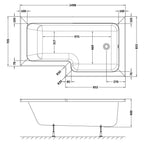 Home4Less L Shaped Shower Bath